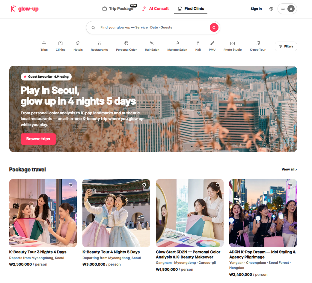 Korea Glow Up Beauty Concierge experience